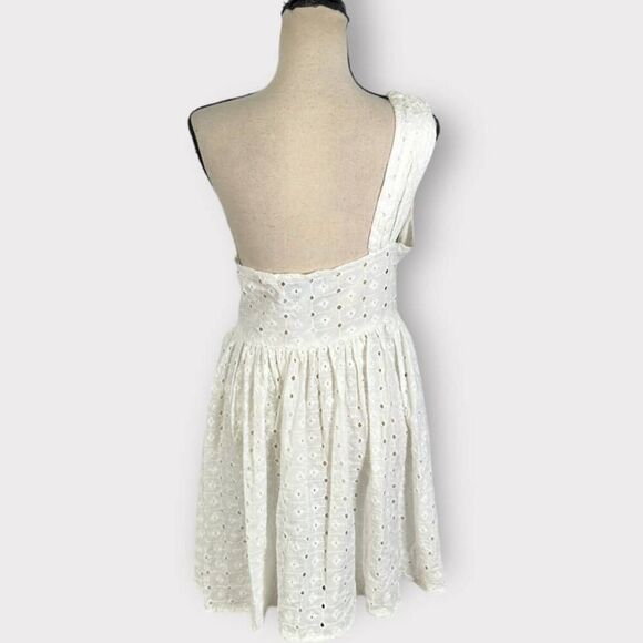 ASOS DESIGN One Shoulder Cupped Eyelet Mini Sundress White Women's Size 8 NWT - Picture 3 of 6